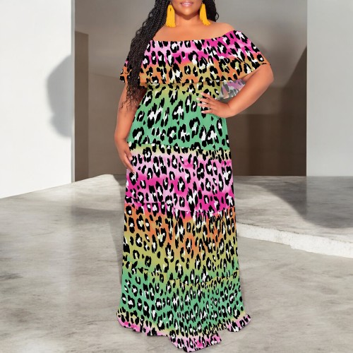 1 Piece Custom Casual Print Off Shoulder Maxi Dresses