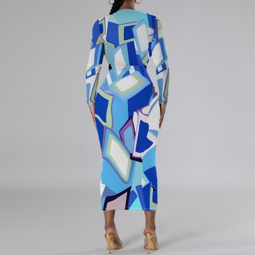 1 Piece Custom Casual Print Long Sleeve Mid Dresses