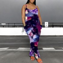 1 Piece Custom Casual Print Straps One Piece Jumpsuits with Pocket