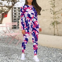 1 Piece Custom Casual Print Long Sleeve Two Piece Sweatshirt Set