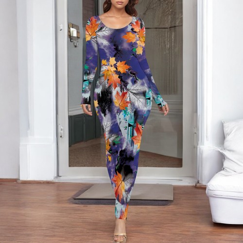 1 Piece Custom Casual Print Long Dresses