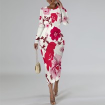 1 Piece Custom Casual Print Mid Dresses