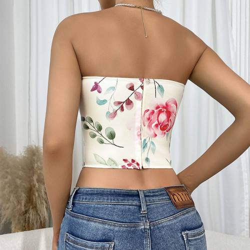 Women Corset Floral Cincher Overbust Bustier Underwear Trainer Shapewear Top