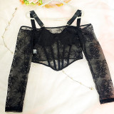 Cold Shoulder Bustier Lace Bodysuit