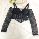 Cold Shoulder Bustier Lace Bodysuit
