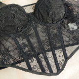 Cold Shoulder Bustier Lace Bodysuit