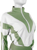 Color Block Stitching Contrast Color Sports Casual Trouser Set