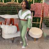 Color Block Stitching Contrast Color Sports Casual Trouser Set