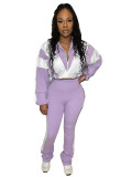 Color Block Stitching Contrast Color Sports Casual Trouser Set