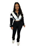 Color Block Stitching Contrast Color Sports Casual Trouser Set