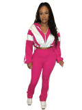 Color Block Stitching Contrast Color Sports Casual Trouser Set