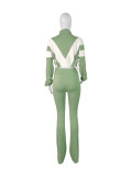 Color Block Stitching Contrast Color Sports Casual Trouser Set