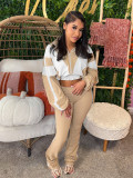 Color Block Stitching Contrast Color Sports Casual Trouser Set