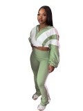 Color Block Stitching Contrast Color Sports Casual Trouser Set