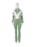Color Block Stitching Contrast Color Sports Casual Trouser Set