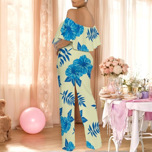 1 Custom Casual Printed Off Shoulder One Piece Jumpsuits