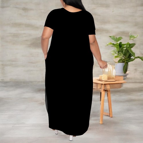 1 Custom Casual Printed Short Sleeve V Neck Long Dresses