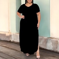 1 Custom Casual Printed Short Sleeve V Neck Long Dresses