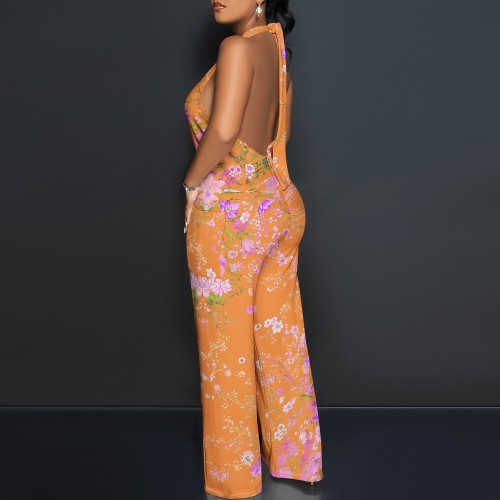 1 Custom Casual Digital Printing Halter One Piece Jumpsuits