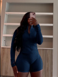 Sportswear Casual Tight Long Sleeve Shorts Two-piece Set