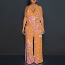 1 Custom Casual Digital Printing Halter One Piece Jumpsuits