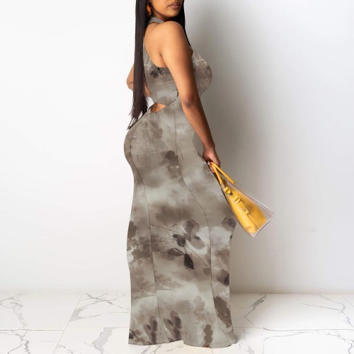 1 Custom Casual Digital Printing Sleeveless Long Dresses
