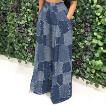1 Custom Casual Digital Printing High Waist Wide Leg Pants With Pockets