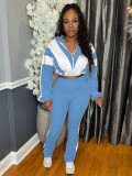Color Block Stitching Contrast Color Sports Casual Trouser Set