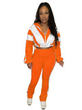 Color Block Stitching Contrast Color Sports Casual Trouser Set