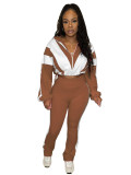 Color Block Stitching Contrast Color Sports Casual Trouser Set