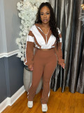 Color Block Stitching Contrast Color Sports Casual Trouser Set
