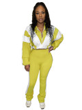 Color Block Stitching Contrast Color Sports Casual Trouser Set