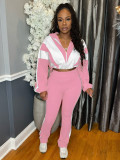 Color Block Stitching Contrast Color Sports Casual Trouser Set