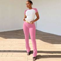Contrast Color 2025 Casual Sports Yoga Pants Suit