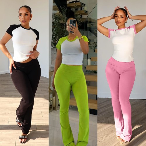 Contrast Color 2025 Casual Sports Yoga Pants Suit
