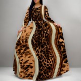 1 Custom Casual Digital Printing 3/4 Sleeve V-Neck Long Dress (Pockets + Belt)