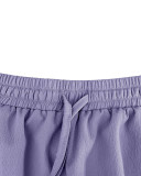 Summer Suit Women V Collar Drawstring Womens Shirt Shorts Set