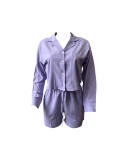 Summer Suit Women V Collar Drawstring Womens Shirt Shorts Set