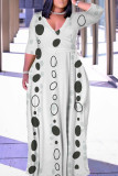 1 Custom Casual Digital Printing 3/4 Sleeve Plus Size Maxi Dresses