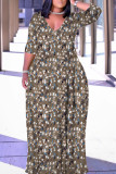 1 Custom Casual Digital Printing 3/4 Sleeve Plus Size Maxi Dresses