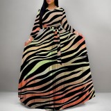 1 Custom Casual Digital Printing 3/4 Sleeve V-Neck Long Dress (Pockets + Belt)