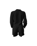 Summer Suit Women V Collar Drawstring Womens Shirt Shorts Set