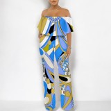 1 Custom Casual Digital Printing Off Shoulder One Piece Jumpsuits