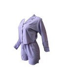 Summer Suit Women V Collar Drawstring Womens Shirt Shorts Set