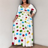 1 Custom Casual Digital Printing 3/4 Sleeve Plus Size Maxi Dresses