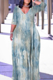 1 Custom Casual Digital Printing 3/4 Sleeve Plus Size Maxi Dresses