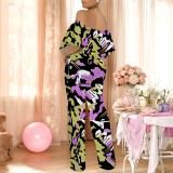 1 Custom Casual Digital Printing Off Shoulder One Piece Jumpsuits