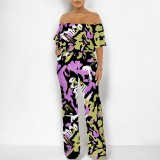 1 Custom Casual Digital Printing Off Shoulder One Piece Jumpsuits