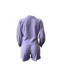 Summer Suit Women V Collar Drawstring Womens Shirt Shorts Set