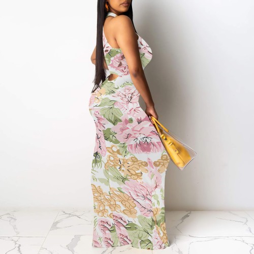 1 Custom Casual Digital Printing Sleeveless O Neck Long Dresses